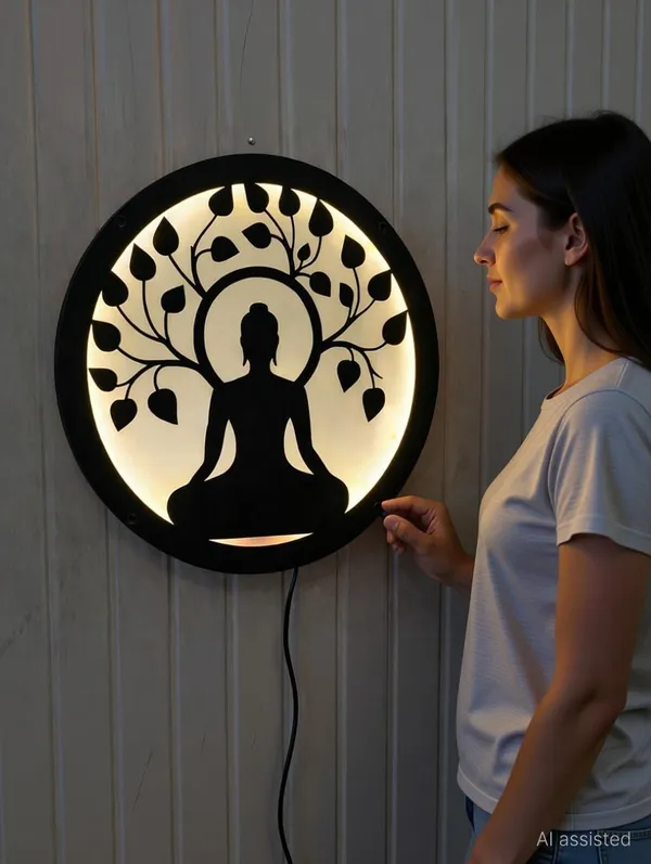Gautam_Buddha_Mantra_with_LED_Wall_Hanging_(12_inch_X_12_inch,_Black)