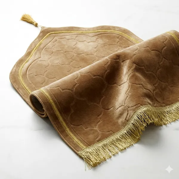 Sand_Beige_Velvet_Embossed_Islamic_Dome_Cut_Prayer_Mat