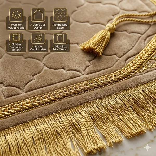 Sand_Beige_Velvet_Embossed_Islamic_Dome_Cut_Prayer_Mat
