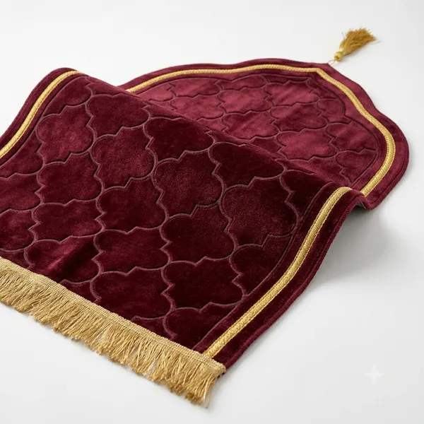 Burgundy_Velvet_Embossed_Islamic_Dome_Cut_Prayer_Mat