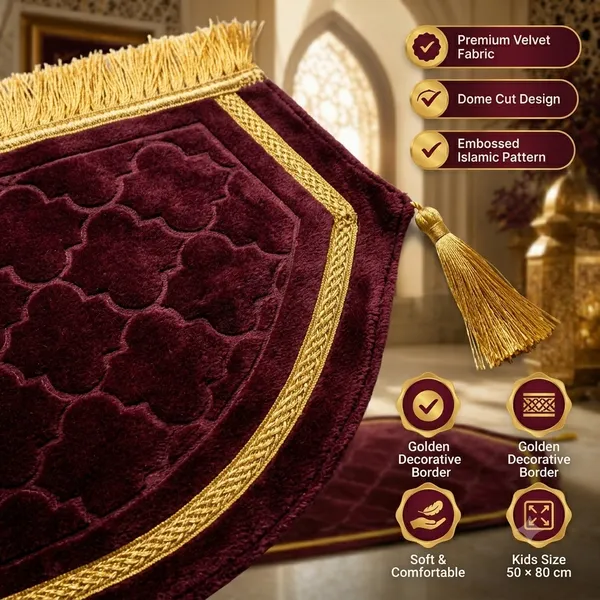 Burgundy_Velvet_Embossed_Islamic_Dome_Cut_Prayer_Mat