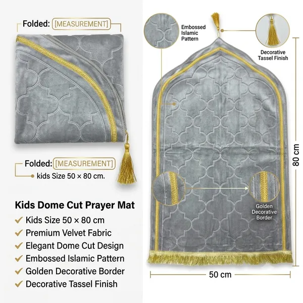 Grey_Velvet_Embossed_Islamic_Dome_Cut_Prayer_Mat