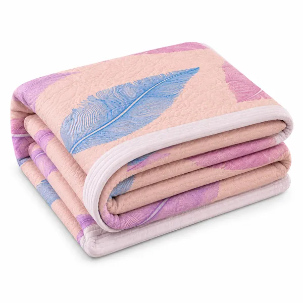 Baby_Pink_Microfiber_Leaf_Design_Baby_Ultrasonic_Double_Bed_Comforter