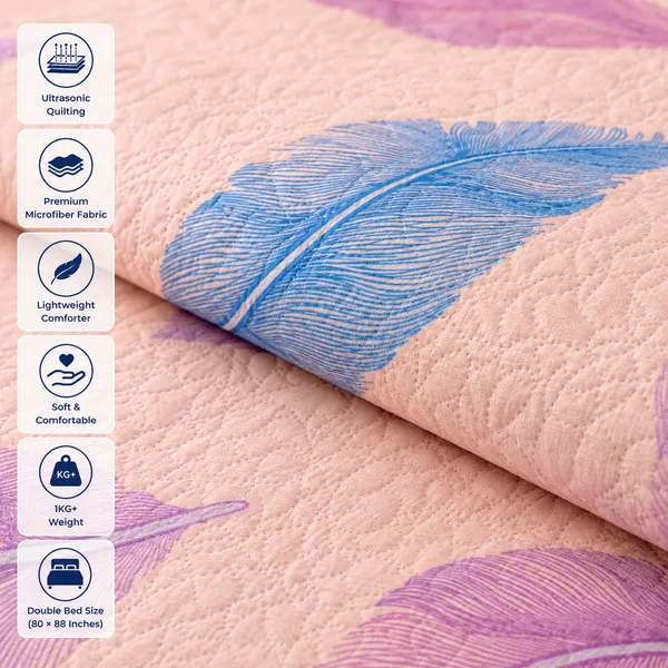 Baby_Pink_Microfiber_Leaf_Design_Baby_Ultrasonic_Double_Bed_Comforter