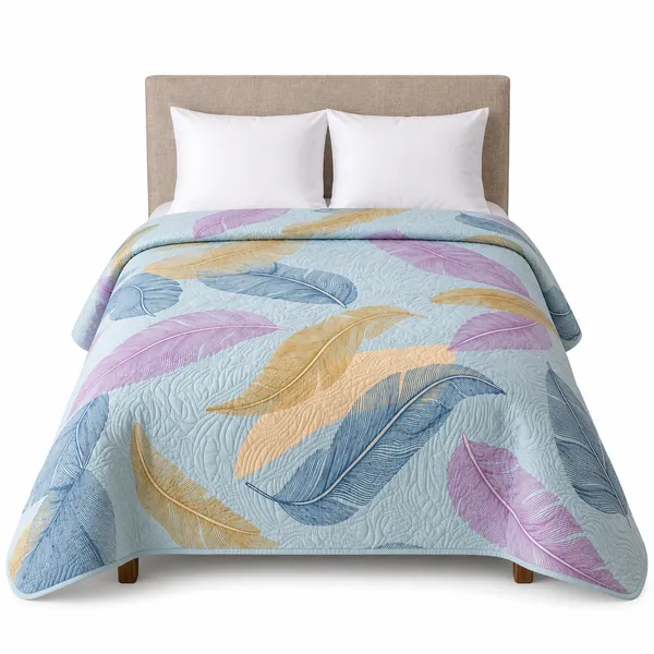 Sky_Blue_Microfiber_Leaf_Design_Ultrasonic_Heavy_Double_Bed_Comforter