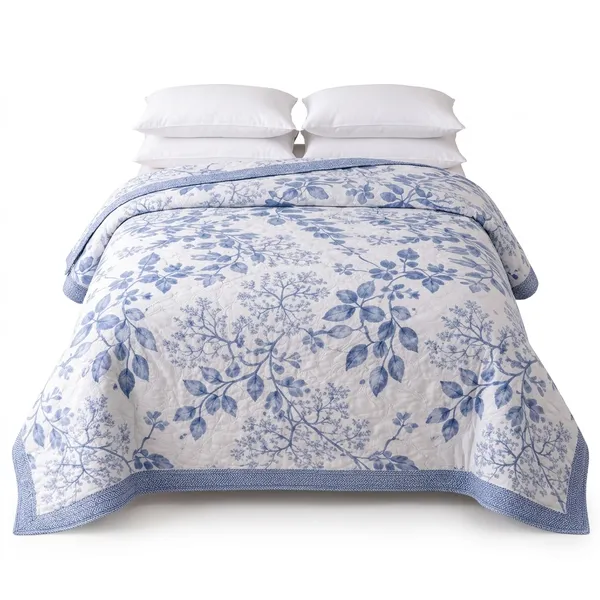 White_Microfiber_Ultrasonic_Floral_Heavy_Double_Bed_Comforter