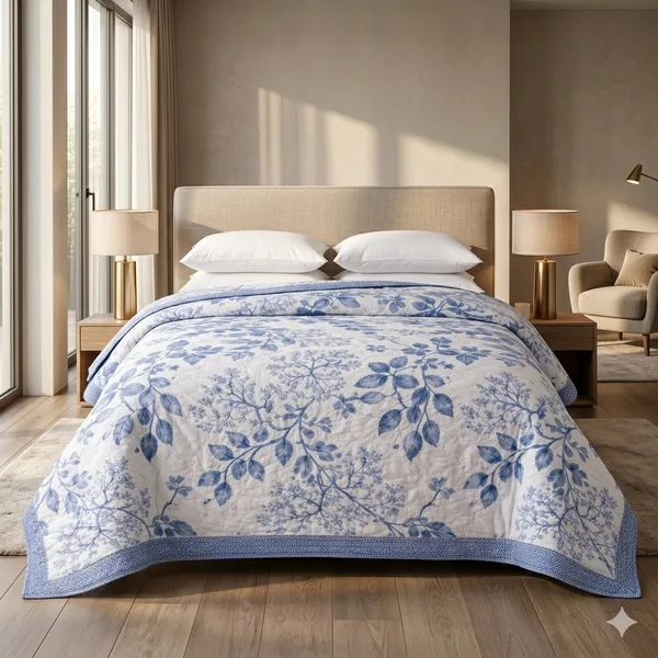 White_Microfiber_Ultrasonic_Floral_Heavy_Double_Bed_Comforter