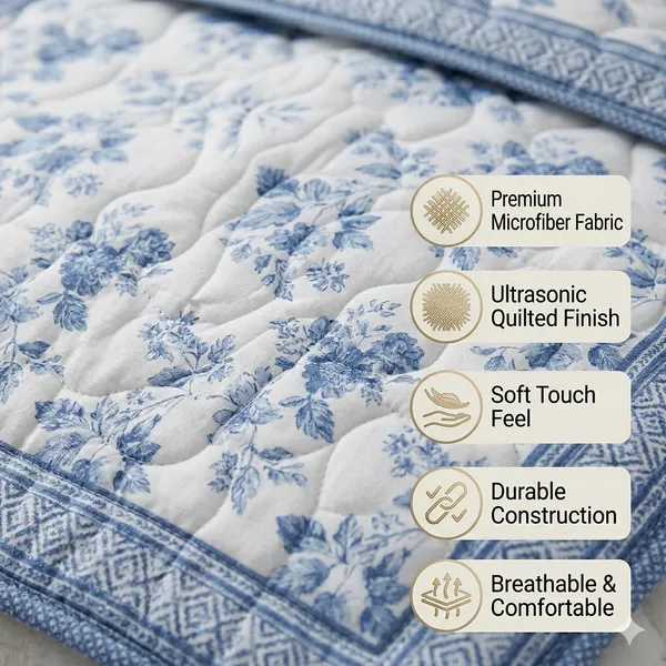 White_Microfiber_Ultrasonic_Floral_Heavy_Double_Bed_Comforter