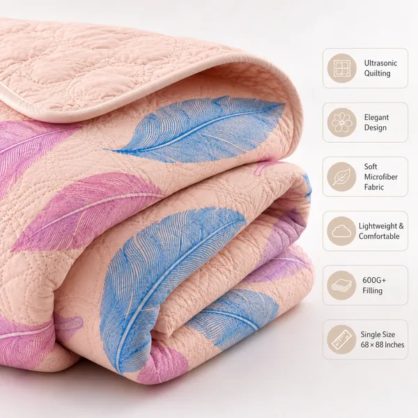 Baby_Pink_Microfiber_Ultrasonic_Leaf_Design_Single_Bed_Comforter