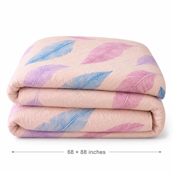 Baby_Pink_Microfiber_Ultrasonic_Leaf_Design_Single_Bed_Comforter