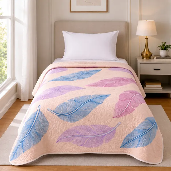Baby_Pink_Microfiber_Ultrasonic_Leaf_Design_Single_Bed_Comforter