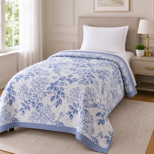 White_Microfiber_Floral_Ultrasonic_Single_Bed_Comforter