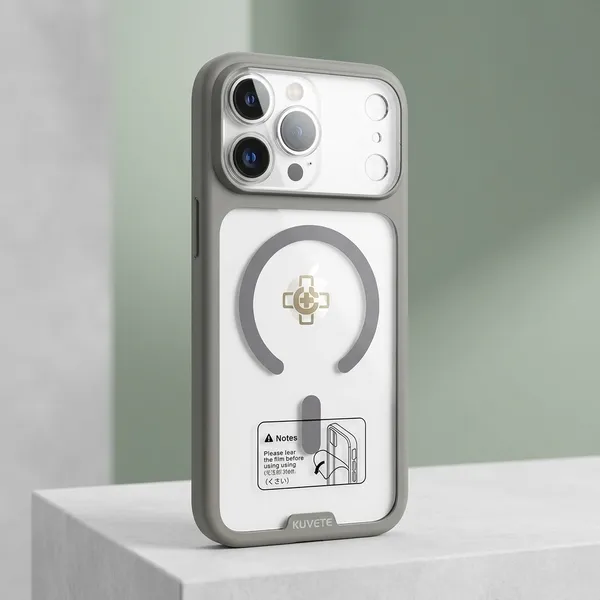 Kuvete_Grey_Transparent_Camera_Protection_Magsafe_Iphone_Case
