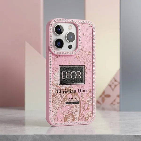Pink_Floral_Print_Rhinestone_Studded_Iphone_Case