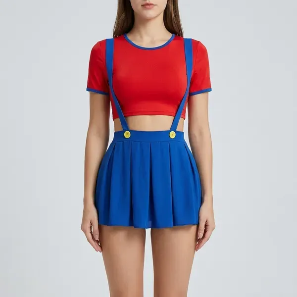 Red_And_Blue_Chiffon_Suspender_Skirt_Set_For_Women