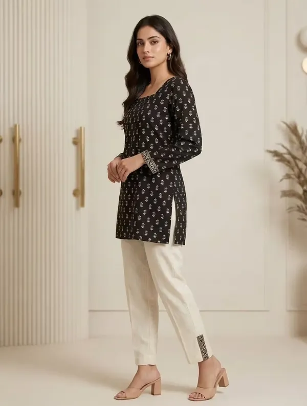 Black_Printed_Rayon_Straight_Short_Kurti_For_Women