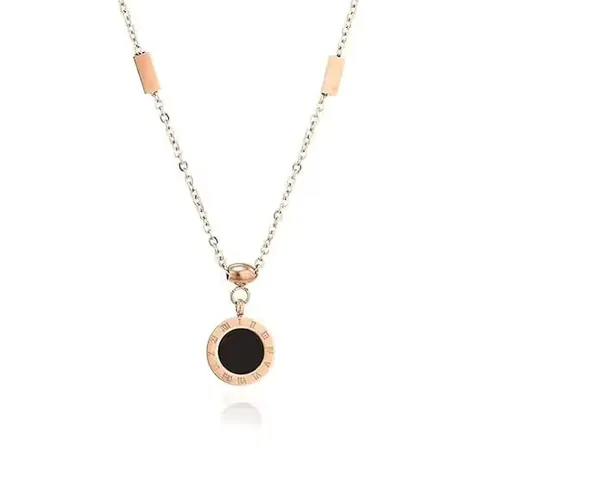 Elegant_Rose_Gold-Tone_Black_Circle_Pendant_Necklace_for_Women