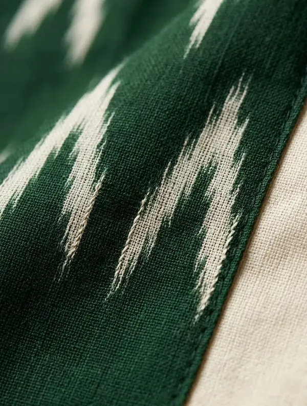 Bottle_Green_Ikat_Printed_Rayon_Short_Kurti_For_Daily_Wear