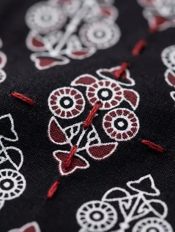 Black_Ethnic_Printed_Rayon_Flared_Kurti_For_Women