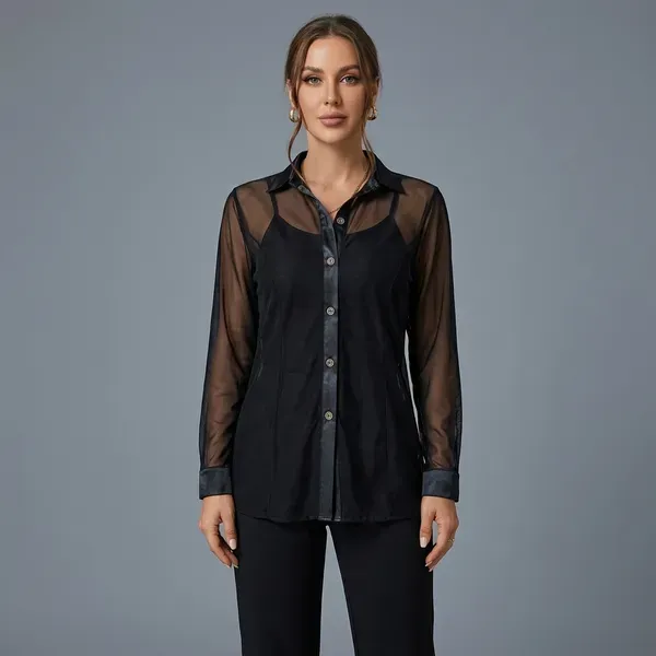 Black_Chiffon_Sheer_Button_Down_Long_Sleeve_Shirt_For_Women