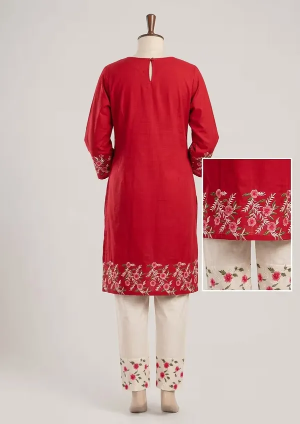 Red_Floral_Embroidered_Pure_Cotton_Co-Ord_Set_For_Women