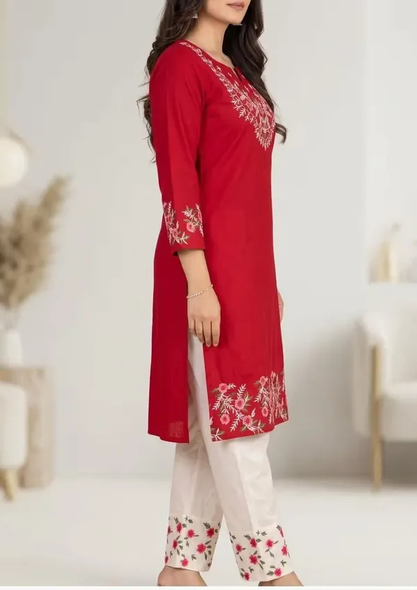 Red_Floral_Embroidered_Pure_Cotton_Co-Ord_Set_For_Women