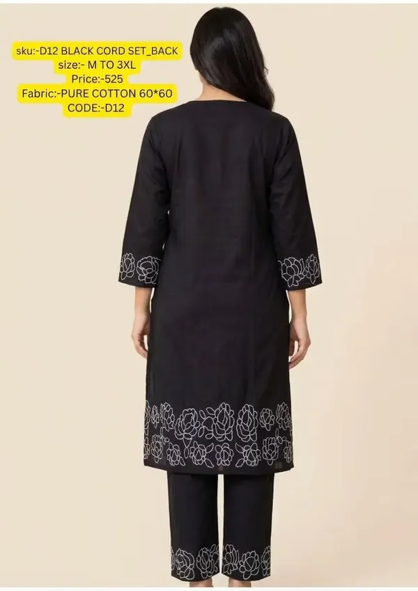 Black_Pure_Cotton_Embroidered_V-Neck_Co-Ord_Set