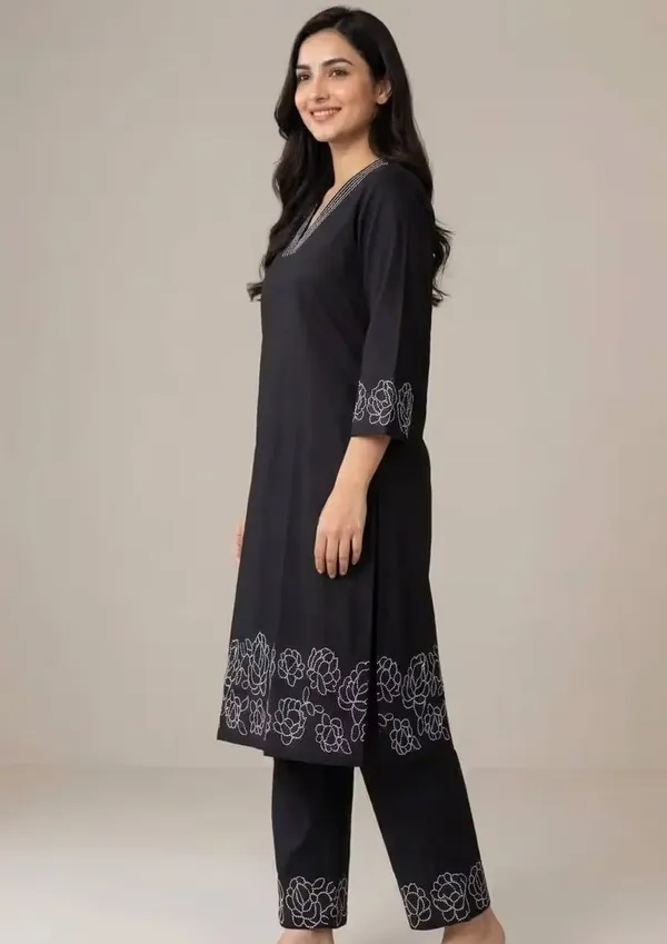 Black_Pure_Cotton_Embroidered_V-Neck_Co-Ord_Set