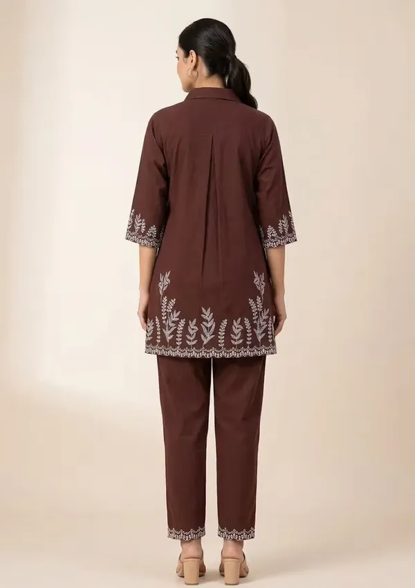 Chocolate_Brown_Embroidered_Pure_Cotton_Co-Ord_Set