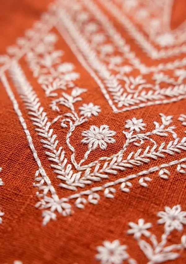 Burnt_Orange_Floral_Embroidered_Pure_Cotton_Co-Ord_Set