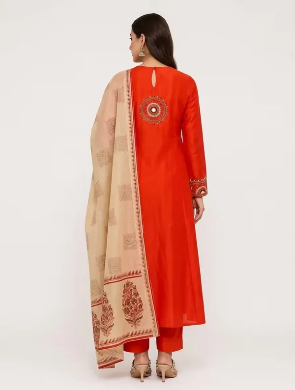 Vibrant_Orange_Pure_Cotton_Anarkali_Kurta_Set_With_Dupatta