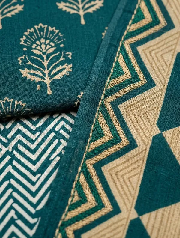 Teal_Green_Printed_Pure_Cotton_Straight_Kurta_Set_With_Dupatta