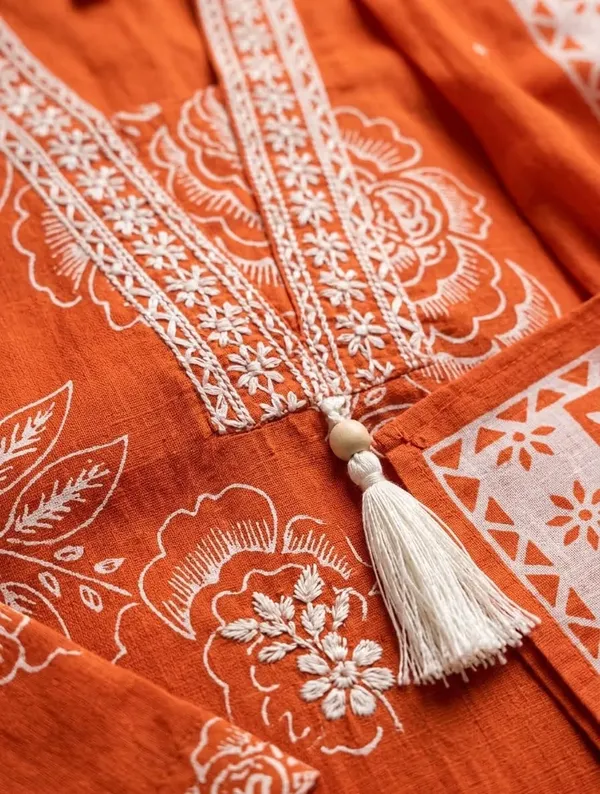 Vibrant_Orange_Floral_Printed_Pure_Cotton_Kurta_Set_With_Dupatta