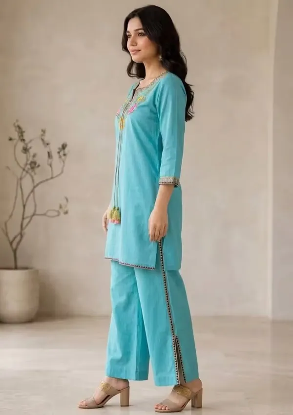 Sky_Blue_Pure_Cotton_Floral_Embroidered_Co-Ord_Set_For_Women