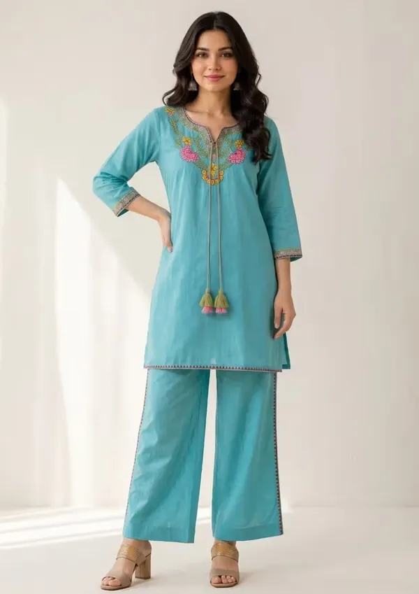 Sky_Blue_Pure_Cotton_Floral_Embroidered_Co-Ord_Set_For_Women