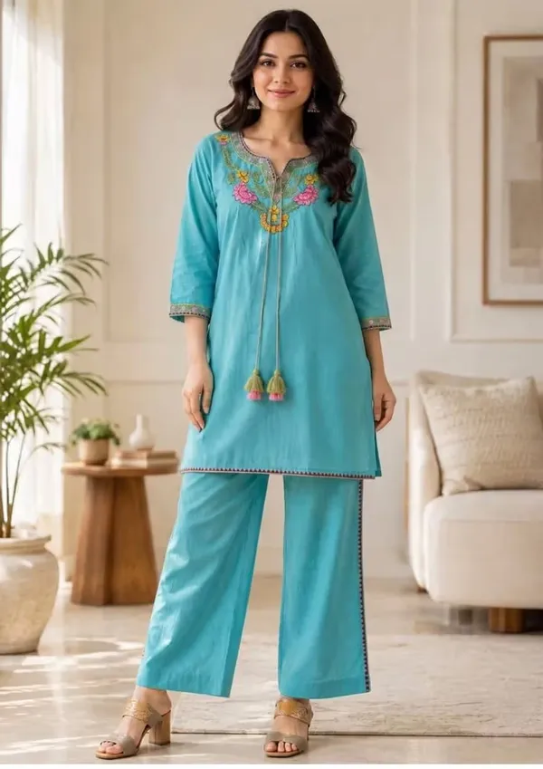 Sky_Blue_Pure_Cotton_Floral_Embroidered_Co-Ord_Set_For_Women