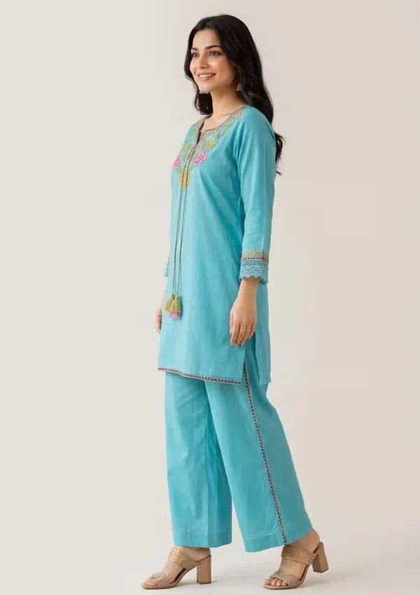 Sky_Blue_Pure_Cotton_Floral_Embroidered_Co-Ord_Set_For_Women