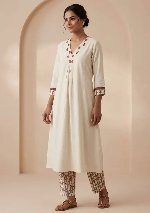 Off_White_Pure_Cotton_Embroidered_Co-Ord_Set_With_Printed_Pants