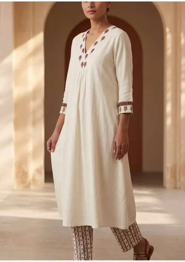 Off_White_Pure_Cotton_Embroidered_Co-Ord_Set_With_Printed_Pants