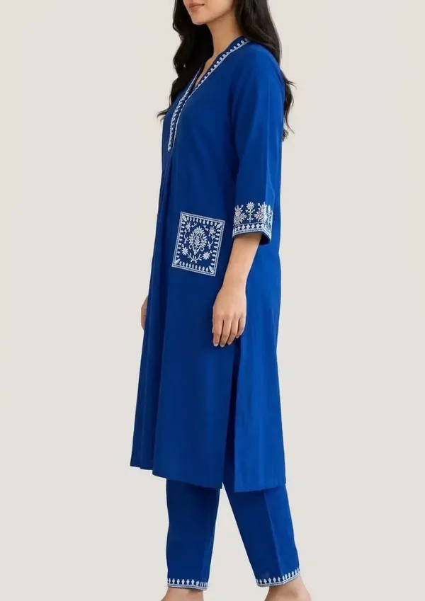 Royal_Blue_Embroidered_Pure_Cotton_Co-Ord_Set_For_Women