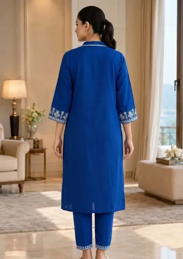 Royal_Blue_Embroidered_Pure_Cotton_Co-Ord_Set_For_Women
