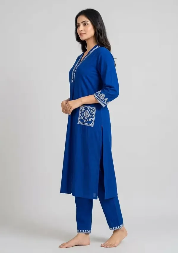Royal_Blue_Embroidered_Pure_Cotton_Co-Ord_Set_For_Women