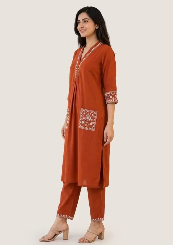 Vibrant_Orange_Embroidered_Pure_Cotton_Casual_Co-Ord_Set