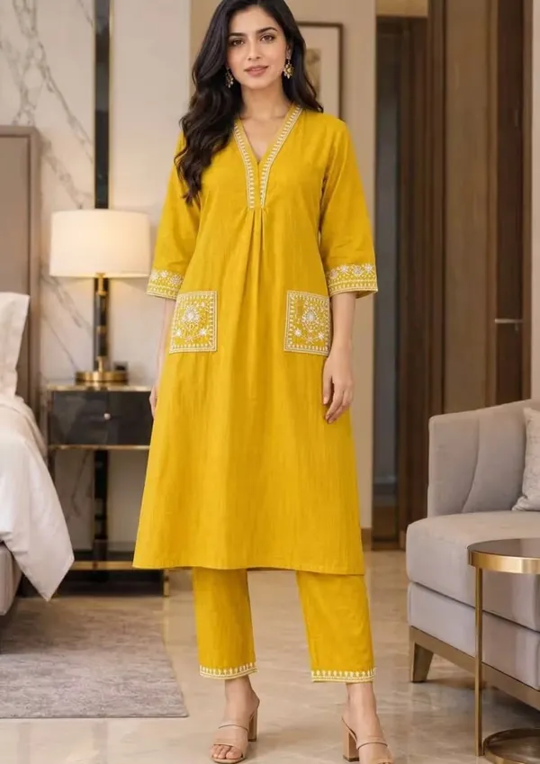 Mustard_Yellow_Pure_Cotton_Embroidered_Co-Ord_Set