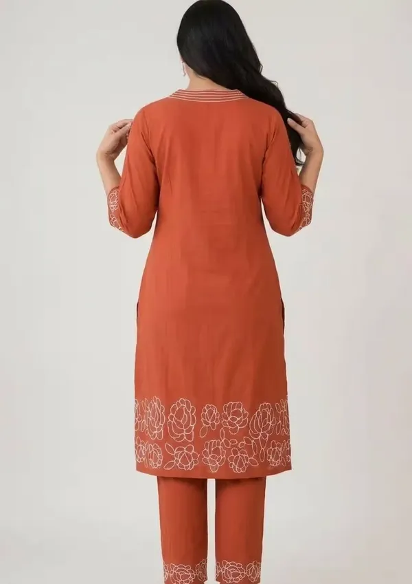 Rust_Orange_Embroidered_Pure_Cotton_Co-Ord_Set