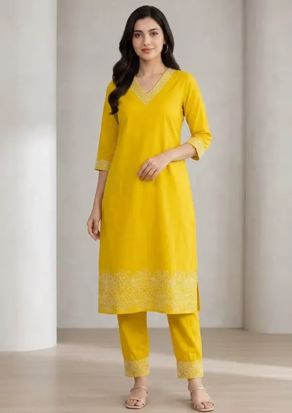 Bright_Yellow_Pure_Cotton_Embroidered_Co-Ord_Set_For_Women