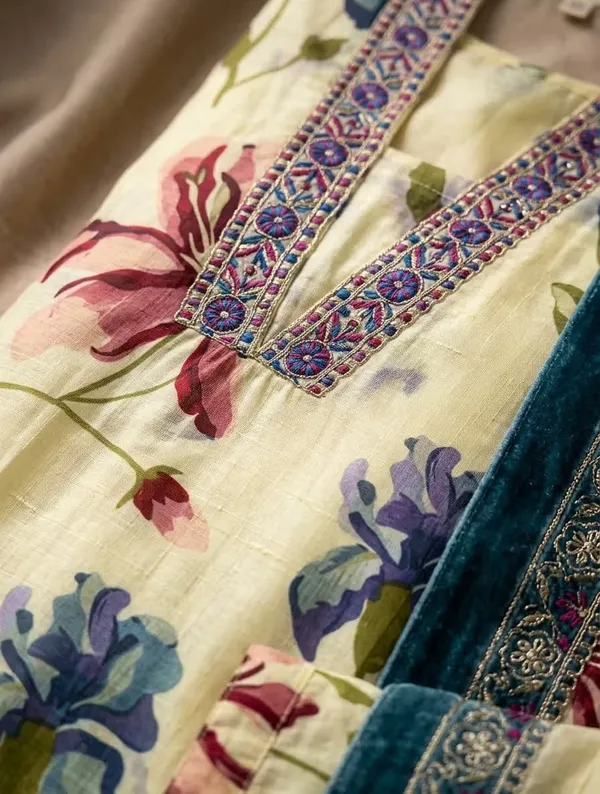 Light_Yellow_Floral_Printed_Pure_Cotton_Kurta_Set_With_Dupatta