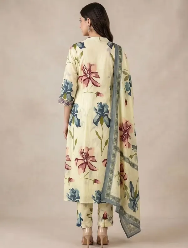 Light_Yellow_Floral_Printed_Pure_Cotton_Kurta_Set_With_Dupatta