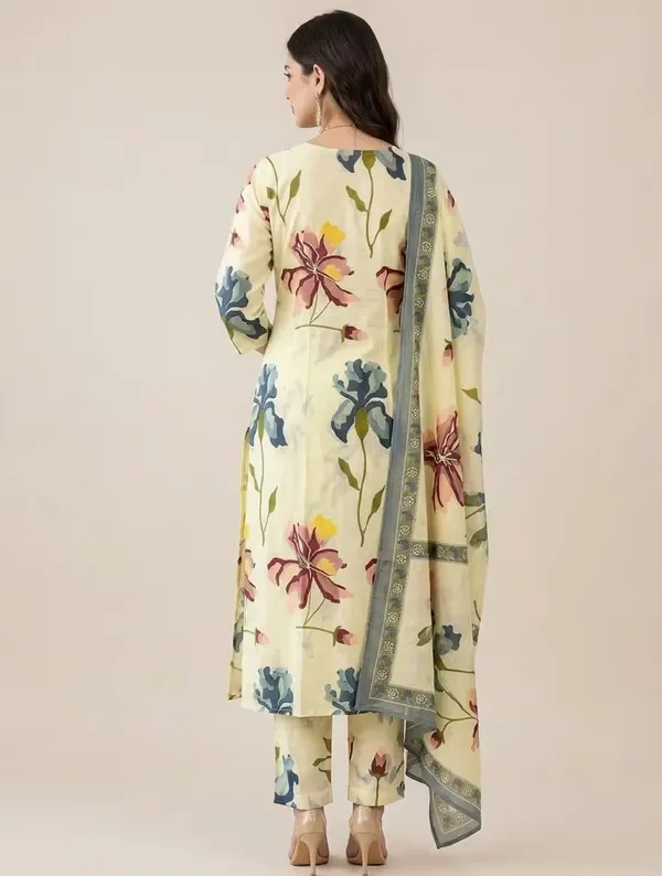 Light_Yellow_Floral_Printed_Pure_Cotton_Kurta_Set_With_Dupatta