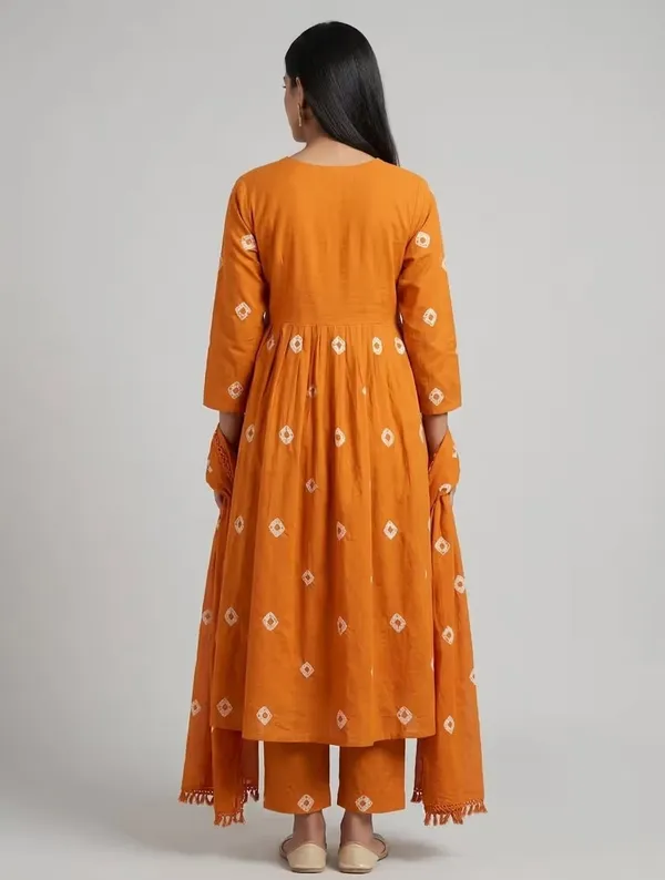 Mustard_Yellow_Bandhani_Print_Pure_Cotton_Kurta_Set_With_Dupatta